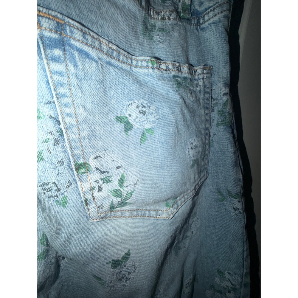 Wild Fable Floral Print High Rise Relaxed Straight Leg Jeans Light Wash Blue 12 - Picture 7 of 8